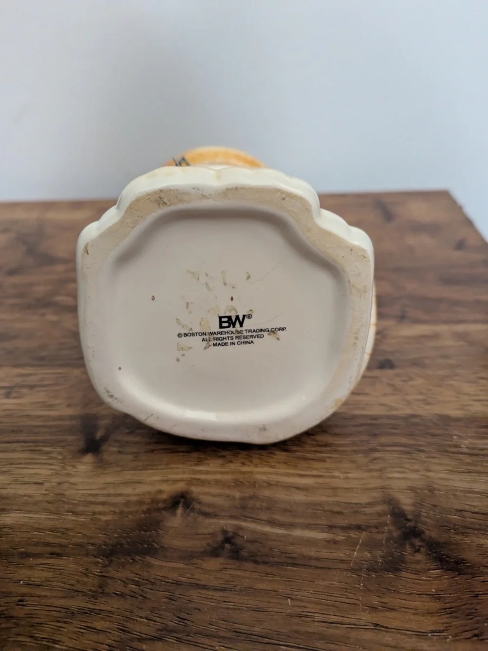 BW Orange and White Striped Ceramic Cat with Lid Small 7-inch Treat Jar Canister
